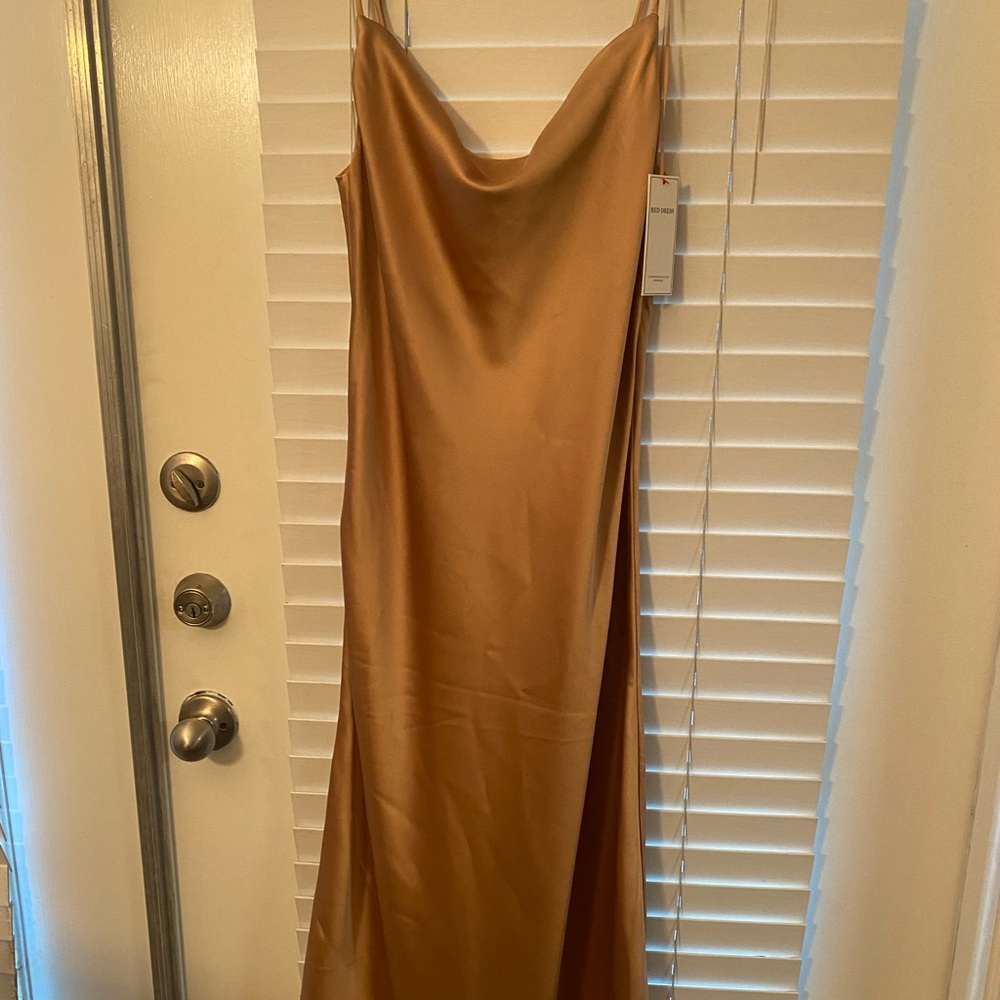 Dark Gold Midi Satin Dress